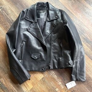 Blank NYC Faux Leather Moto Jacket Size Large Black